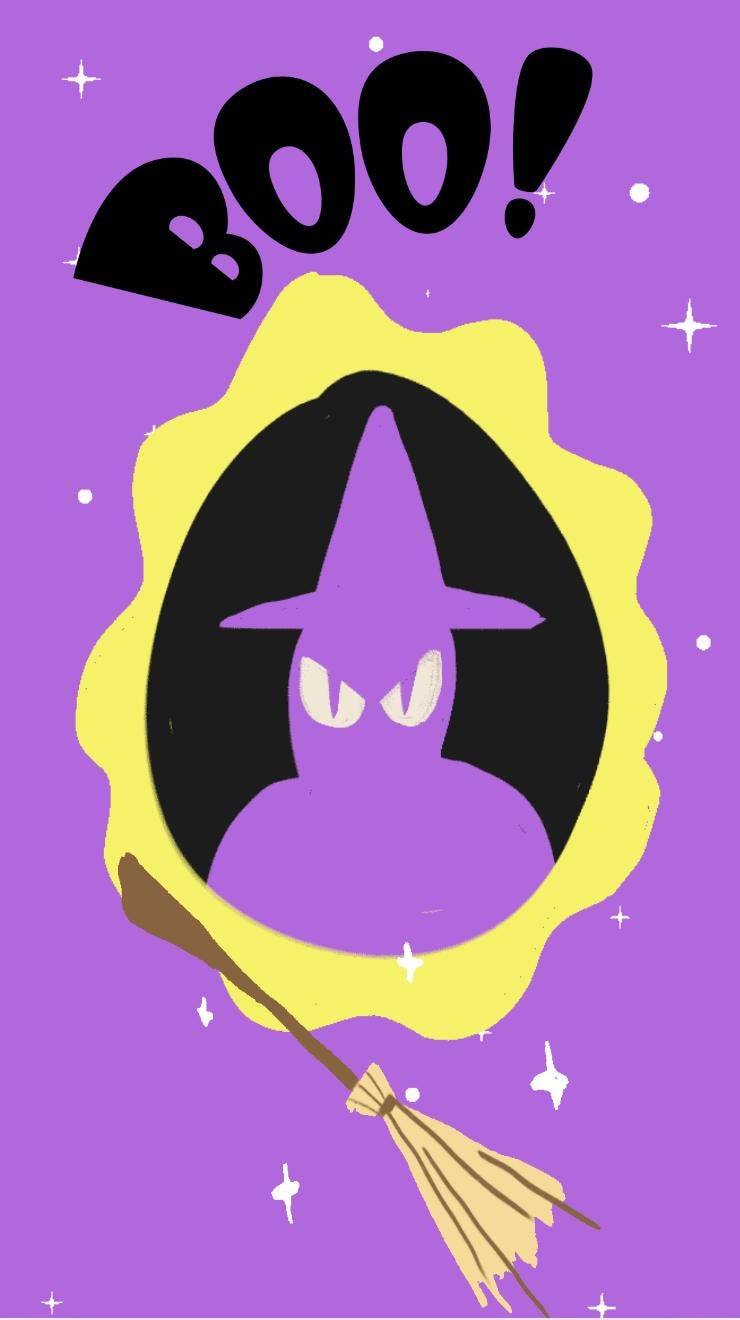 Happy Halloween Boo Witch - Animated Digital Card - Pixie Postcard Greeting cards for Texting and Emailing