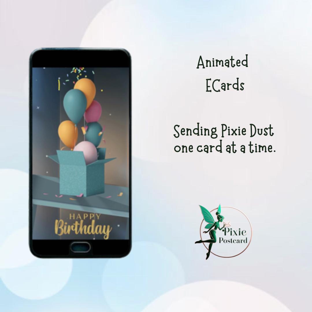 Happy Birthday Digital E-Card - Balloons, Surprise Party, Birthday Present