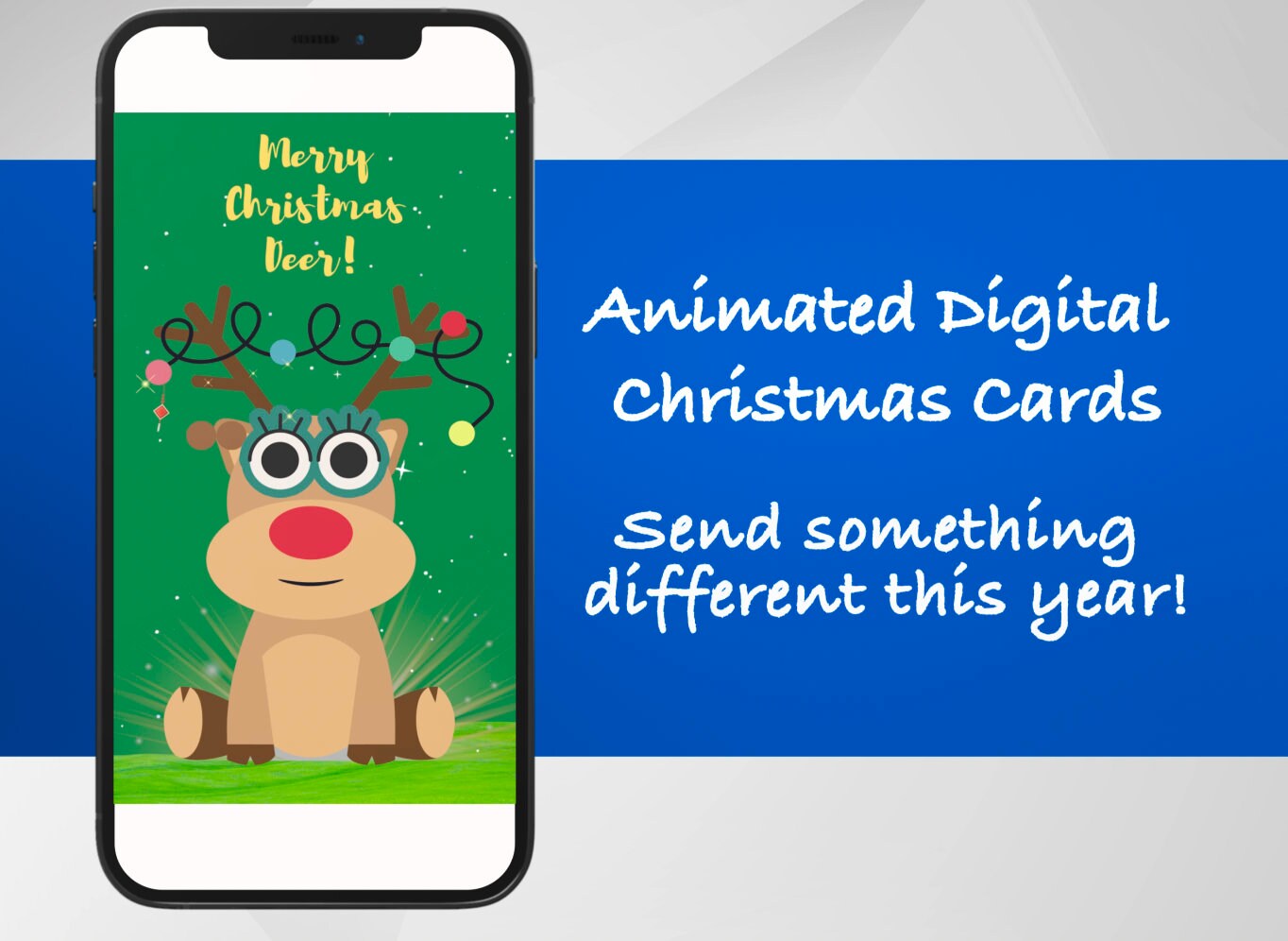 Digital Animated Christmas Cards -Merry Christmas Deer! - Pixie Postcard