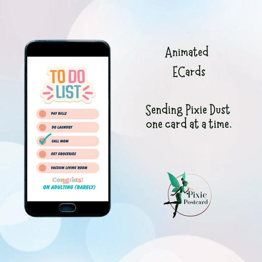 Animated ECard for Texting or Emailing - Congrats on Adulting (Barely) -  Inside Joke - Digital Greeting Card - Greeting Card