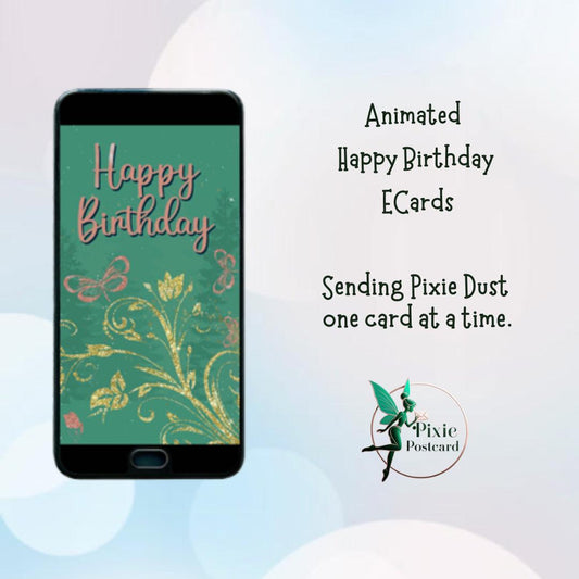Animated Happy Birthday ECard for Texting - Butterfly