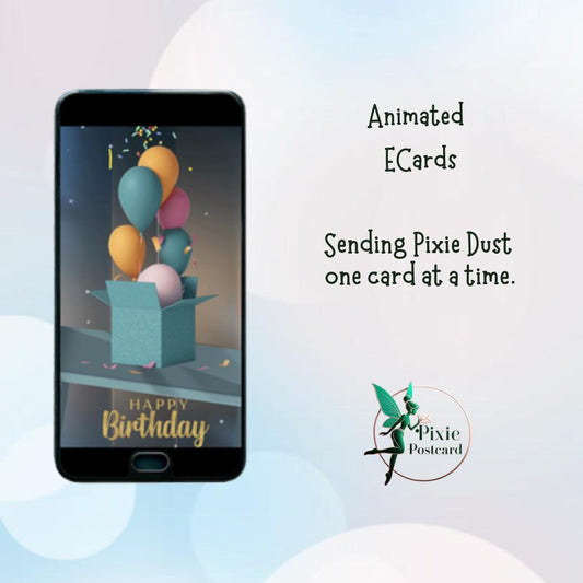 Happy Birthday Digital E-Card - Balloons, Surprise Party, Birthday Present