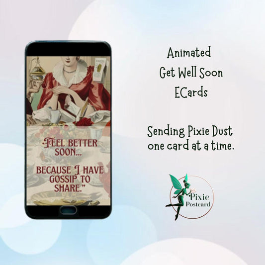 Tea Party - Animated ECard for Texting or Emailing - Get Well Soon - Pixie Postcard
