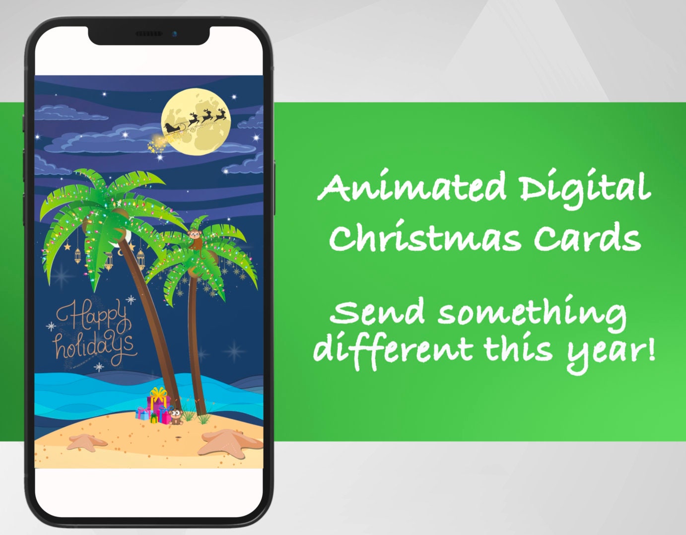Animated Digital Christmas E-Card- Happy Holiday's from the beach - Pixie Postcard