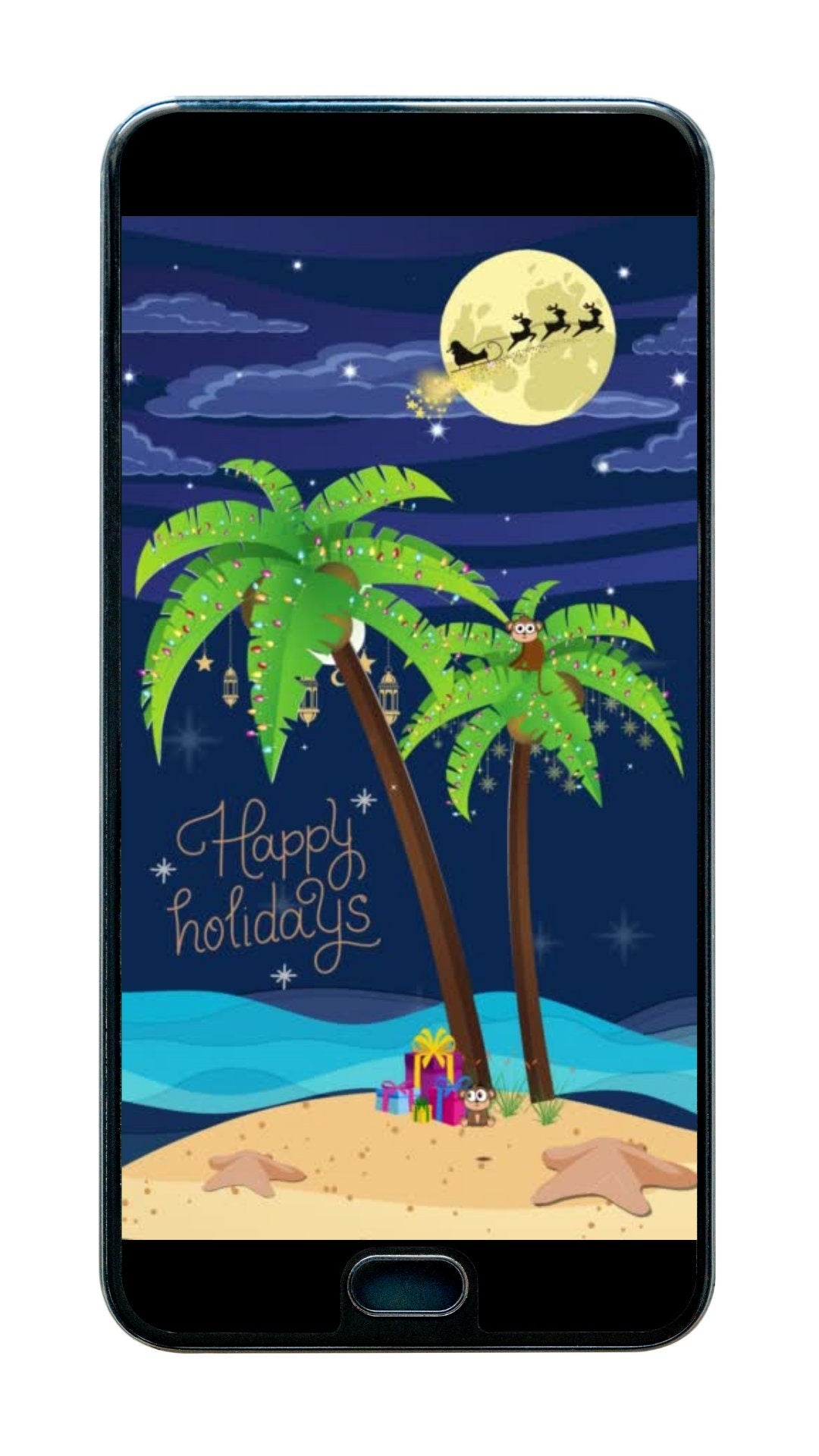 Animated Digital Christmas E-Card- Happy Holiday's from the beach - Pixie Postcard